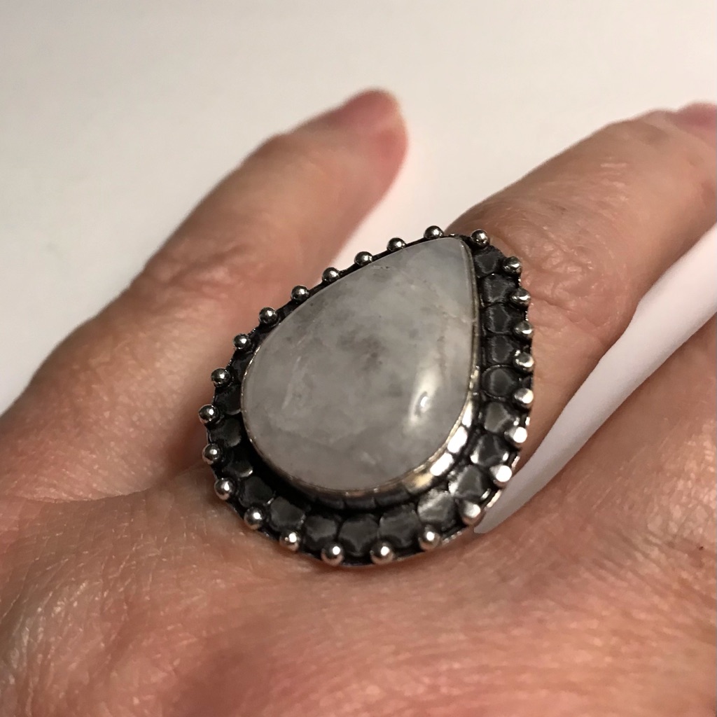 Moonstone Stamped 925 Sterling Silver Ring 98$